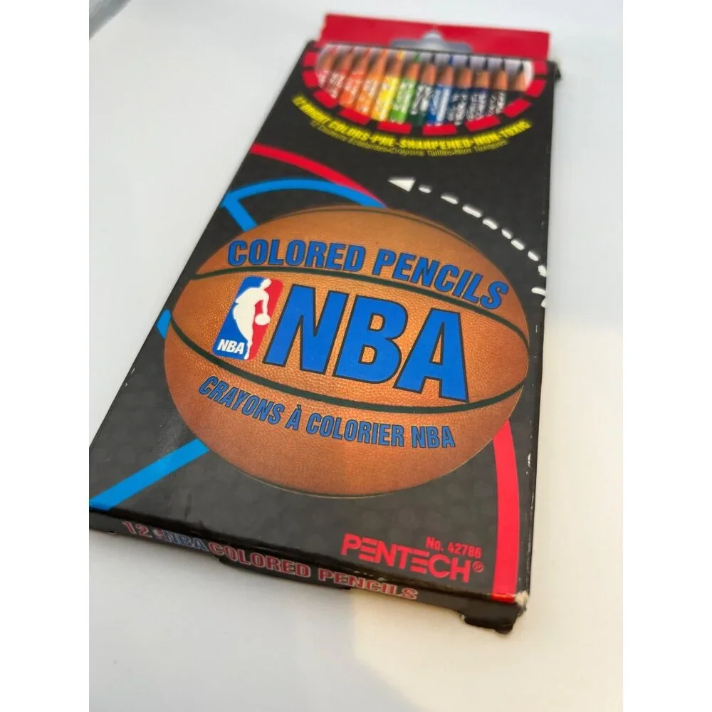 VTG Pentech NBA Colored Pencils‎ 12 CT Open Box 1996 Basketball Arts & Crafts